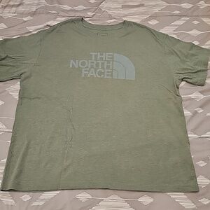 The North Face Women's Crew Logo Tee - Olive With Teal Gray Logo